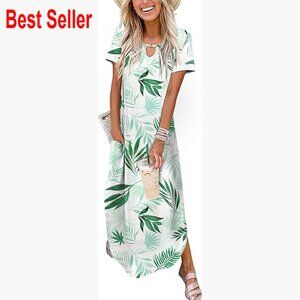 Polyester Spandex Maxi Dress with Pockets Casual Summer Sundress